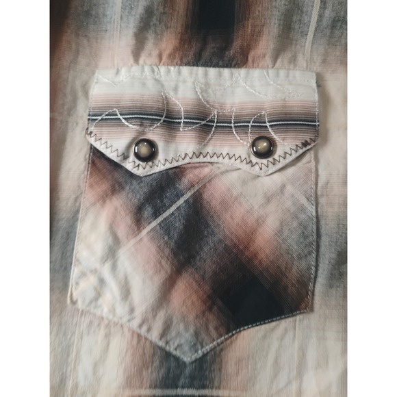 Mens B&D by Panhandle Slim Lg Long Sleeve Pearl Snap Shirt Western Wear Brown - Picture 4 of 13